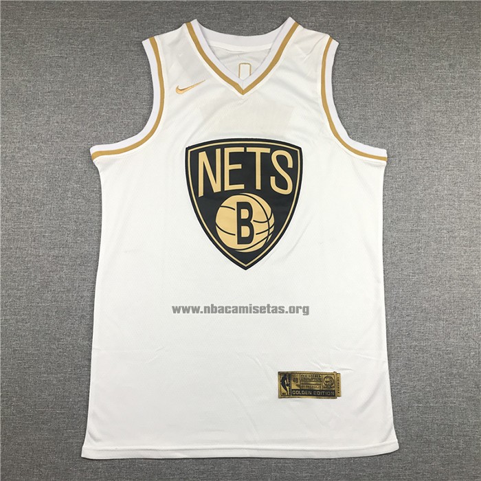 Camiseta Golden Edition Brooklyn Nets Kevin Durant NO 7 Blanco